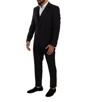 Dolce & Gabbana Black Wool Three-Piece Suit