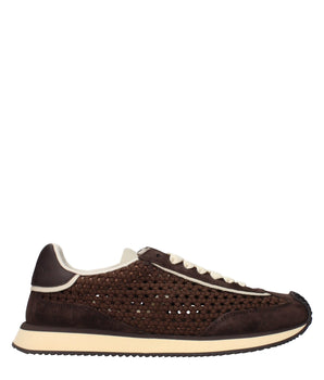 Dolce & Gabbana Brown Fabric Low Top Sneakers