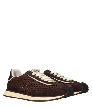 Dolce & Gabbana Brown Fabric Low Top Sneakers