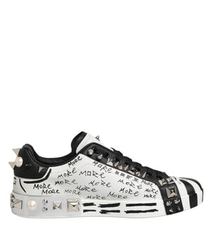 Dolce & Gabbana White Portofino Studded Men Sneakers Shoes
