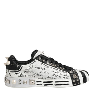 Dolce & Gabbana White Portofino Studded Men Sneakers Shoes
