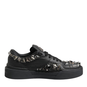 Dolce & Gabbana Black Portofino Studded Men Sneakers Shoes