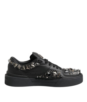 Dolce &amp; Gabbana Black Portofino Studded Men's Sneakers Shoes