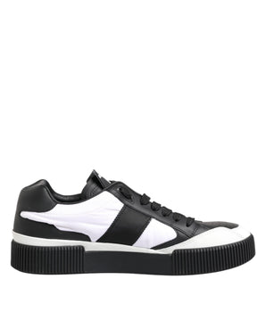 Dolce &amp; Gabbana White Leather Black MIAMI Low Top Sneakers Shoes