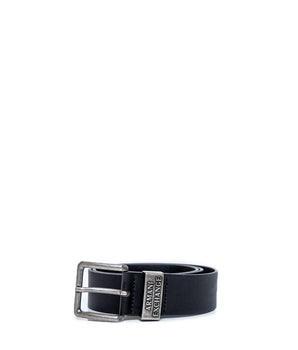 Armani Exchange Black Leather Regular Belt