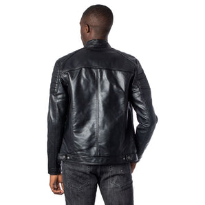 Jack Jones Black Artificial Leather Jackets & Coat