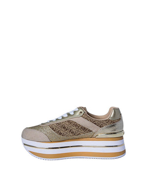 Guess Beige Polyester Platform Sneakers