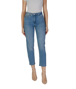 ICHI Light Blue Cotton Mom Jeans