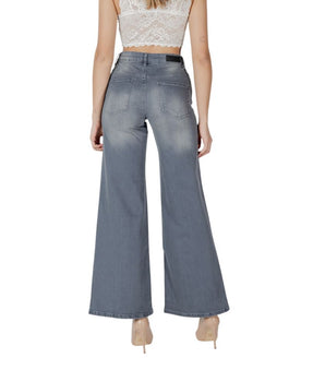 ICHI Gray Cotton Bootcut Jeans