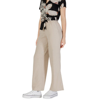 Only Beige Linen Casual Pants