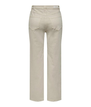 Only Beige Cotton Relaxed Fit Jeans