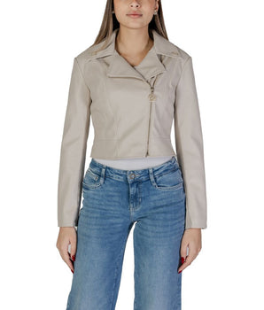 Guess Beige Polyethylene Biker Jacket