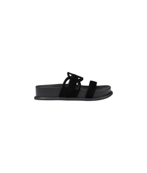 Liu Jo Black Leather Flat Sandals