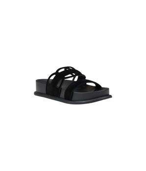 Liu Jo Black Leather Flat Sandals