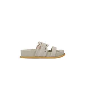 Liu Jo Gray Leather Flat Sandals