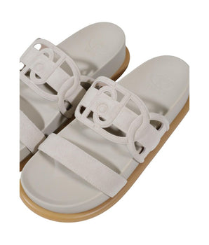 Liu Jo Gray Leather Flat Sandals