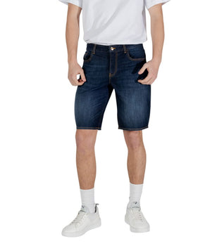 Armani Exchange Blue Cotton Bermuda Shorts