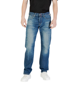 Replay Blue Cotton Relaxed Fit Jeans