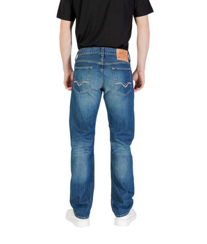 Replay Blue Cotton Relaxed Fit Jeans