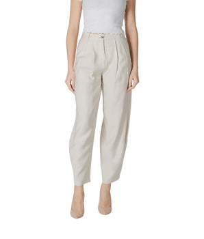 Vila Clothes Cream Viscose Casual Pants