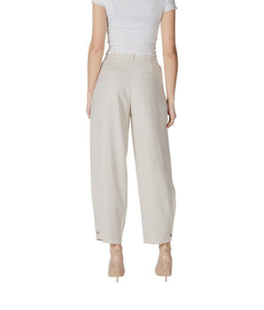 Vila Clothes Cream Viscose Casual Pants