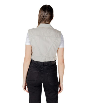 Only Light Blue Cotton Sleveless Jacket