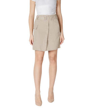 Vila Clothes Beige Cotton Mini Skirt