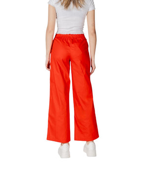 Only Red Cotton Casual Pants