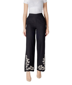 Vila Clothes Black Viscose Flared Pants