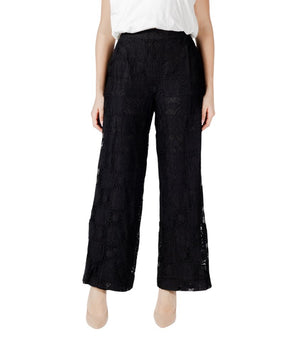 Vila Clothes Black Cotton Casual Pants