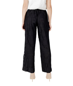 Vila Clothes Black Cotton Casual Pants