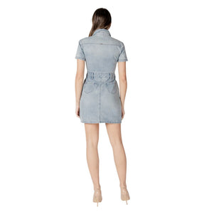 Morgan De Toi Blue Cotton Midi Dress