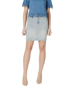 Morgan De Toi Blue Cotton Mini Skirt