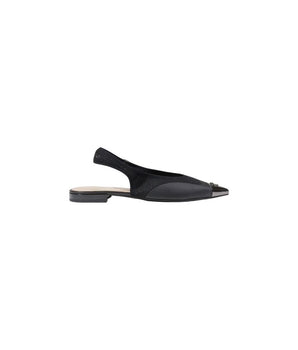 PINKO Black Leather Flat Sandals