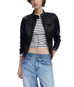 Desigual Black Polyester Biker Jacket