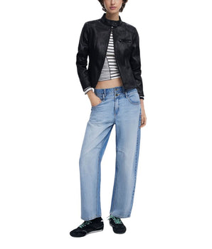 Desigual Black Polyester Biker Jacket