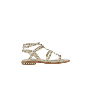 ASH Beige Leather Flat Sandals