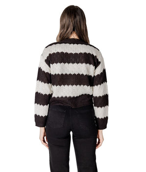 Jacqueline De Yong Black And White Marabou Cardigan