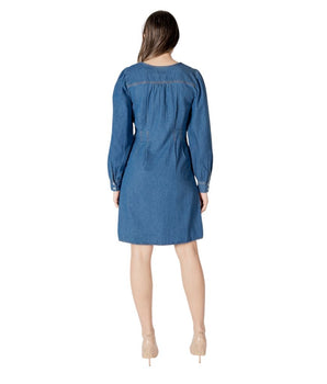 ICHI Blue Cotton Short Dress
