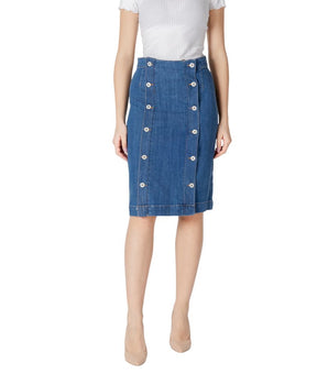 ICHI Blue Cotton Long Skirt