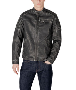 Jack Jones Black Polyester Biker Jacket