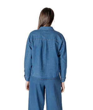 ICHI Blue Cotton Blouse