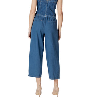 ICHI Blue Cotton Cropped Jeans