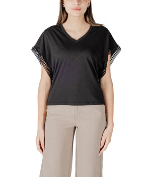 ICHI Black Cotton T-Shirt