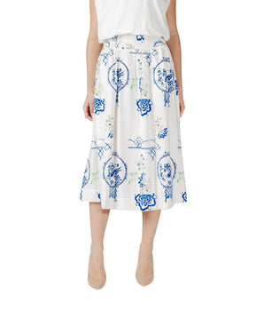 ICHI White Viscose Skirt