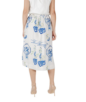 ICHI White Viscose Skirt