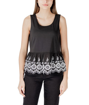 ICHI Black Cotton Tank Tops