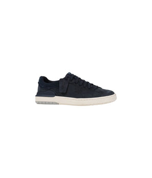 Clarks Blue Nubuc Leather Low Top Sneakers