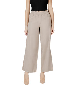 Only Beige Viscose Casual Pants