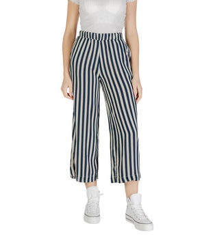 ICHI Blue Viscose Cropped Pants